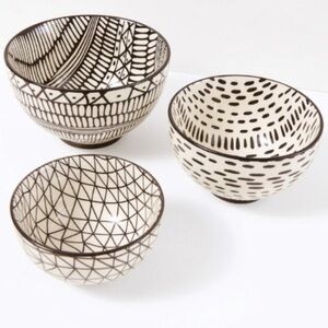 SHORT ST_RIES Nesting Bowl Set of 3, Black and White Ceramic Bowl Set